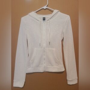 White Long Sleeve Zip-Up Hoodie